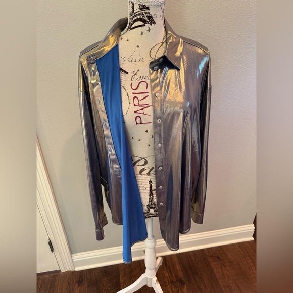 NWT Anthropology Metallic Button-Up Shirt - Picture 7 of 15